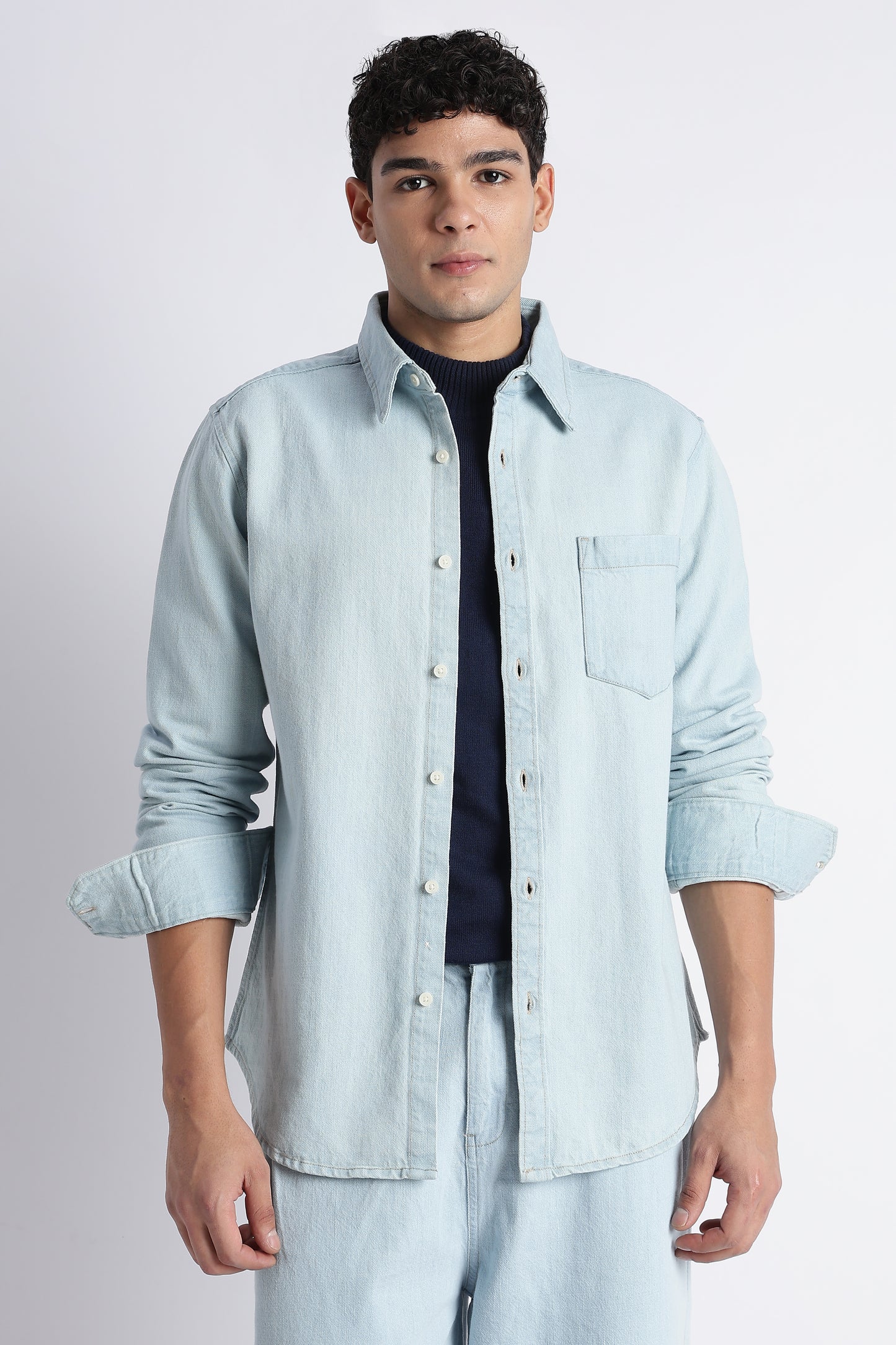 Ice Blue Denim Shirt for Men