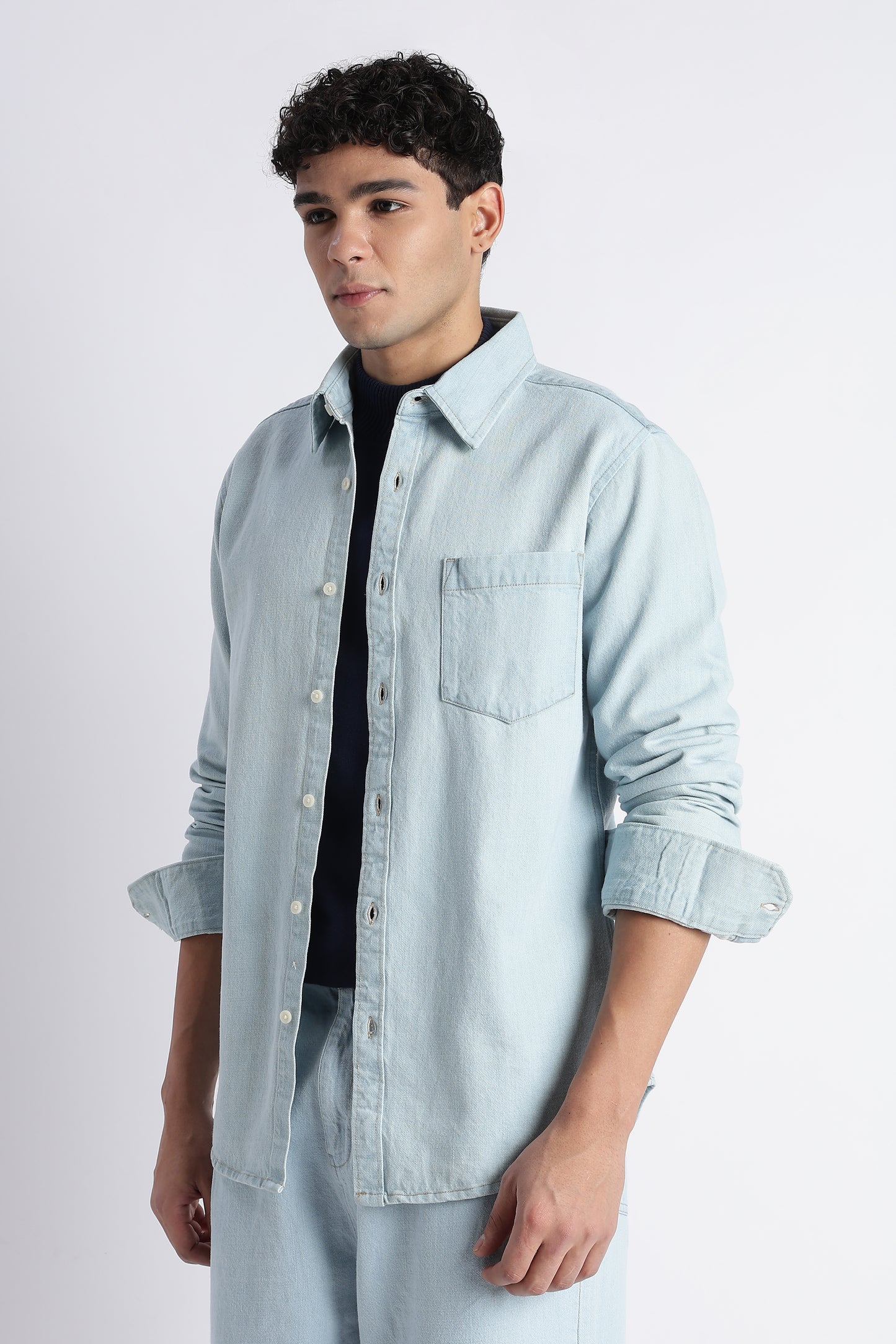 Ice Blue Denim Shirt for Men