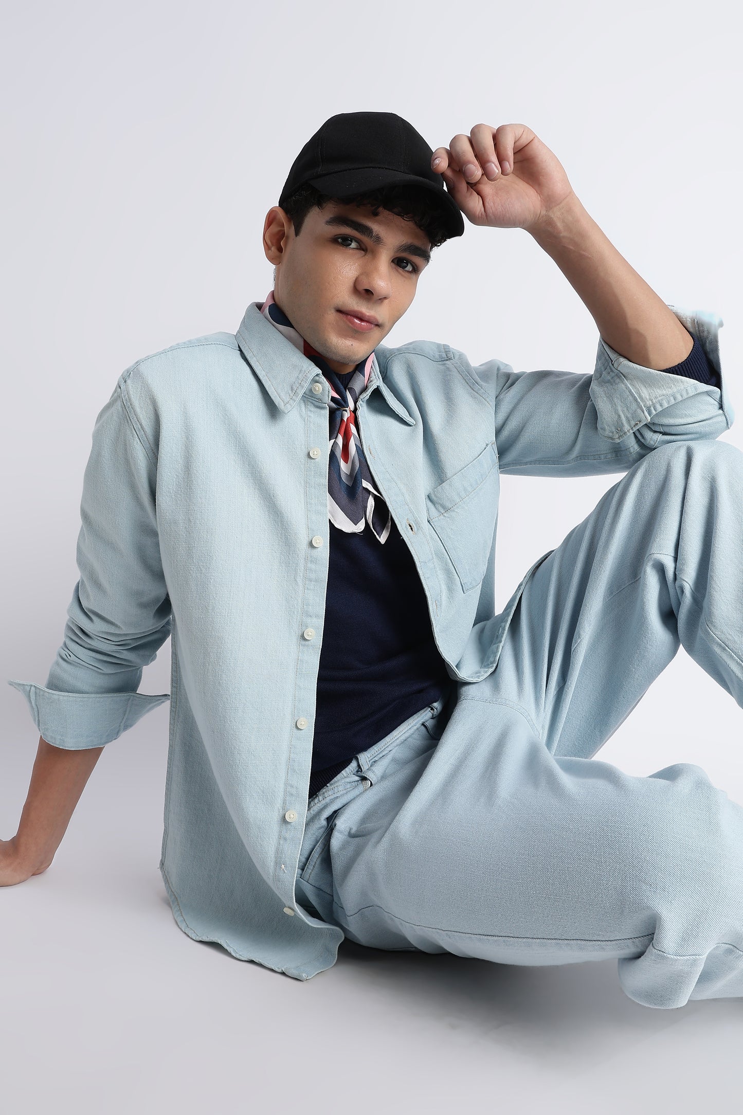 Ice Blue Denim Shirt for Men