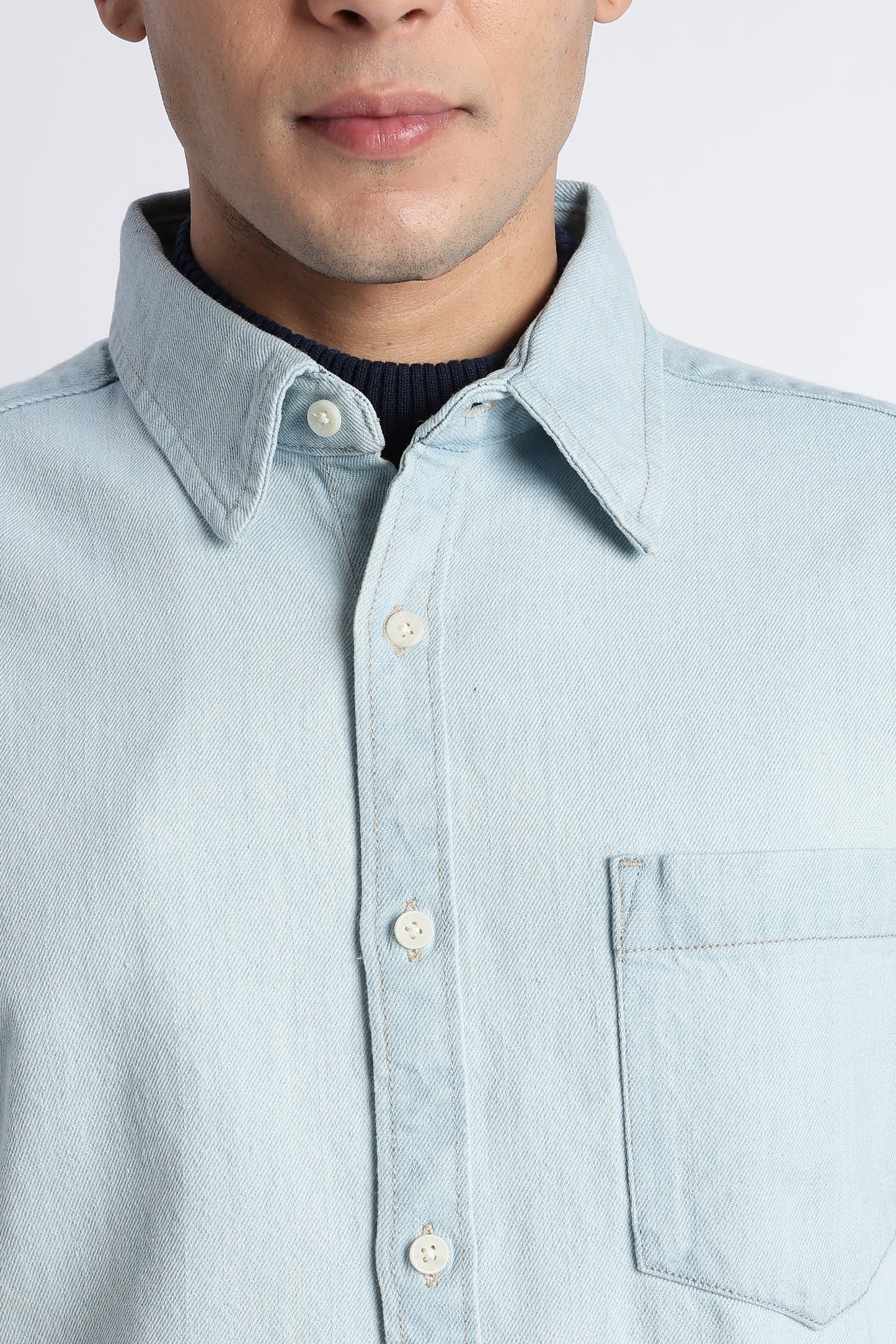 Ice Blue Denim Shirt for Men