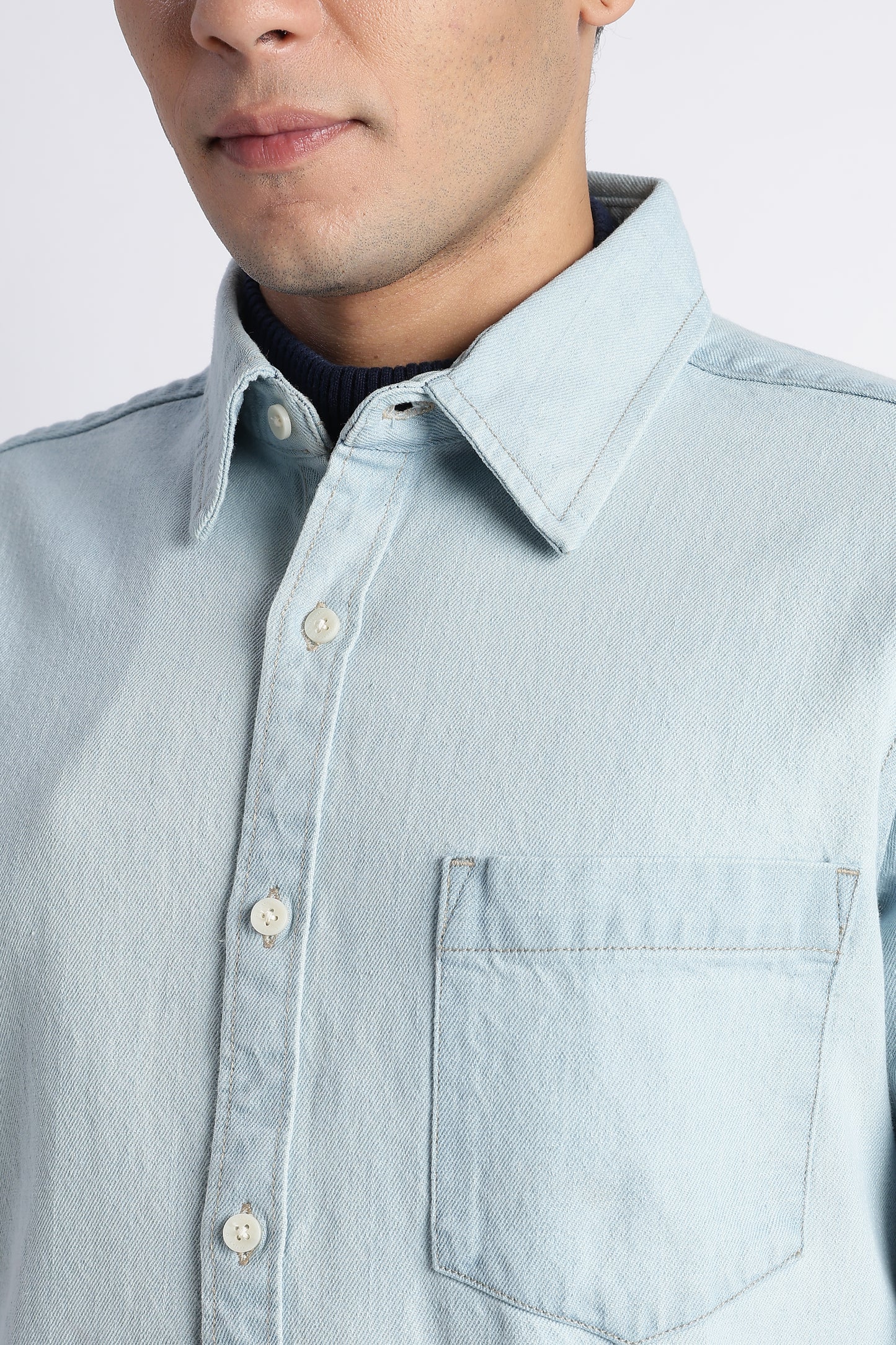 Ice Blue Denim Shirt for Men