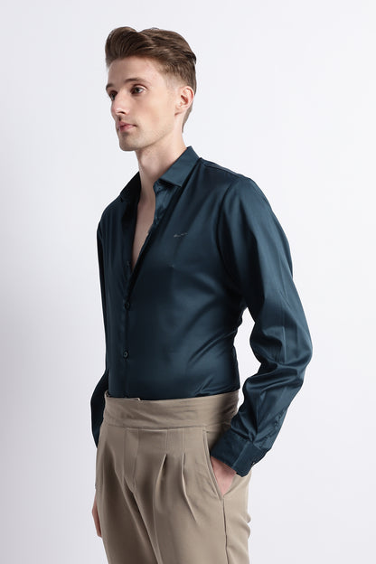 Smooth Satin Shirt R Green