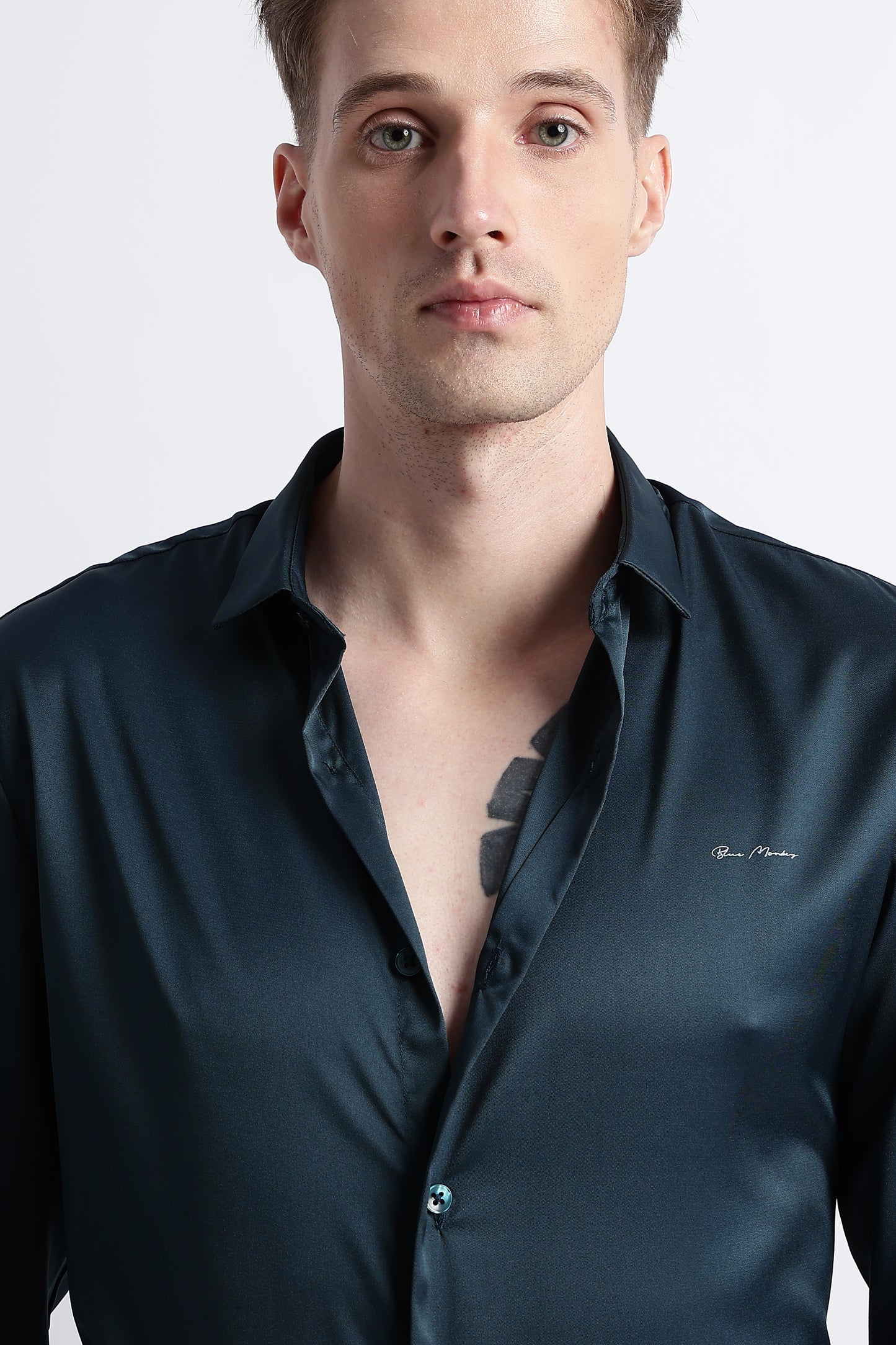 Smooth Satin Shirt R Green