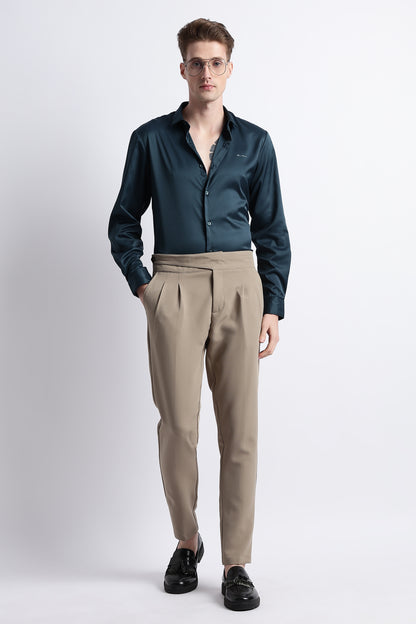 Smooth Satin Shirt R Green