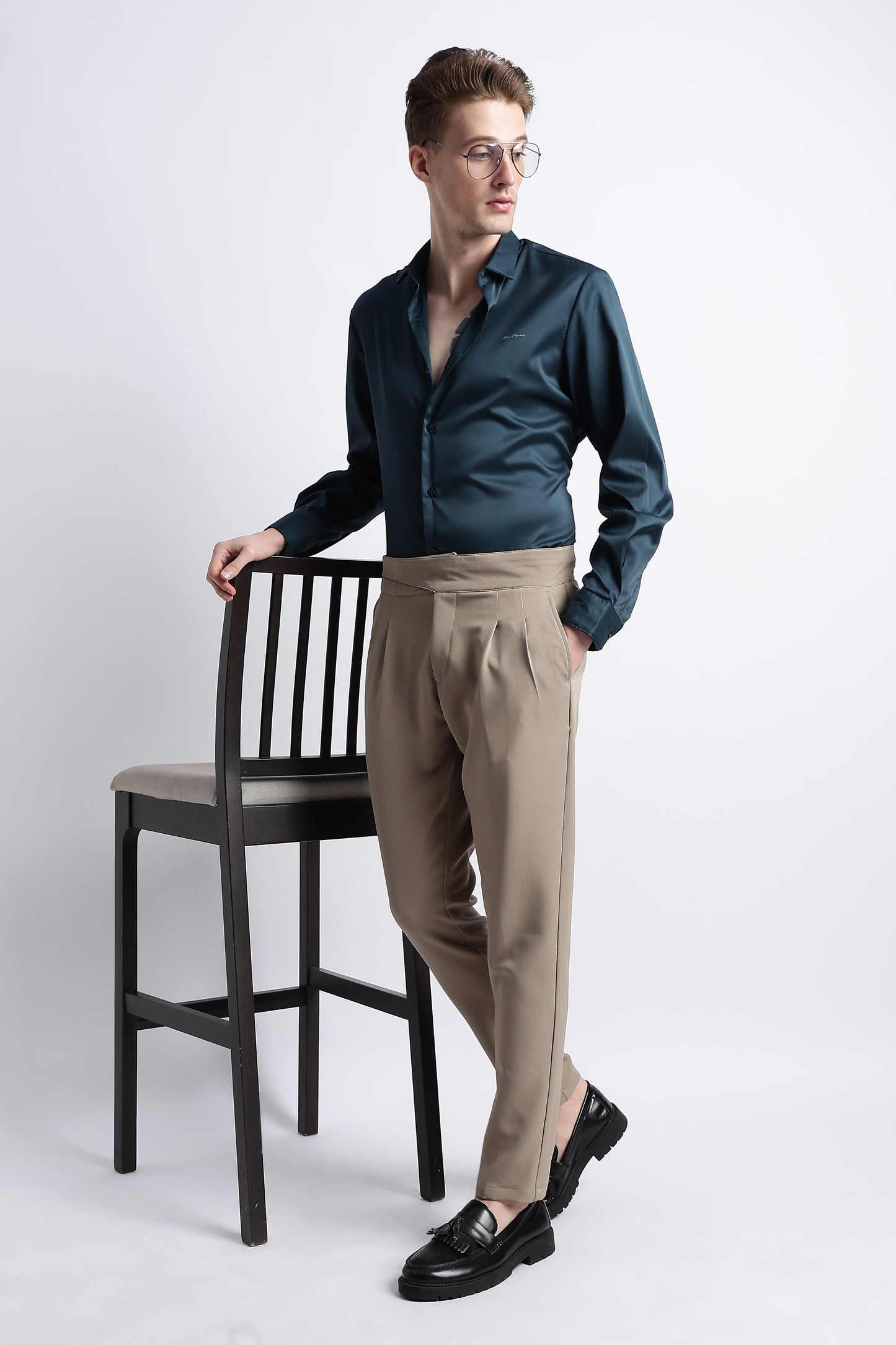 Smooth Satin Shirt R Green