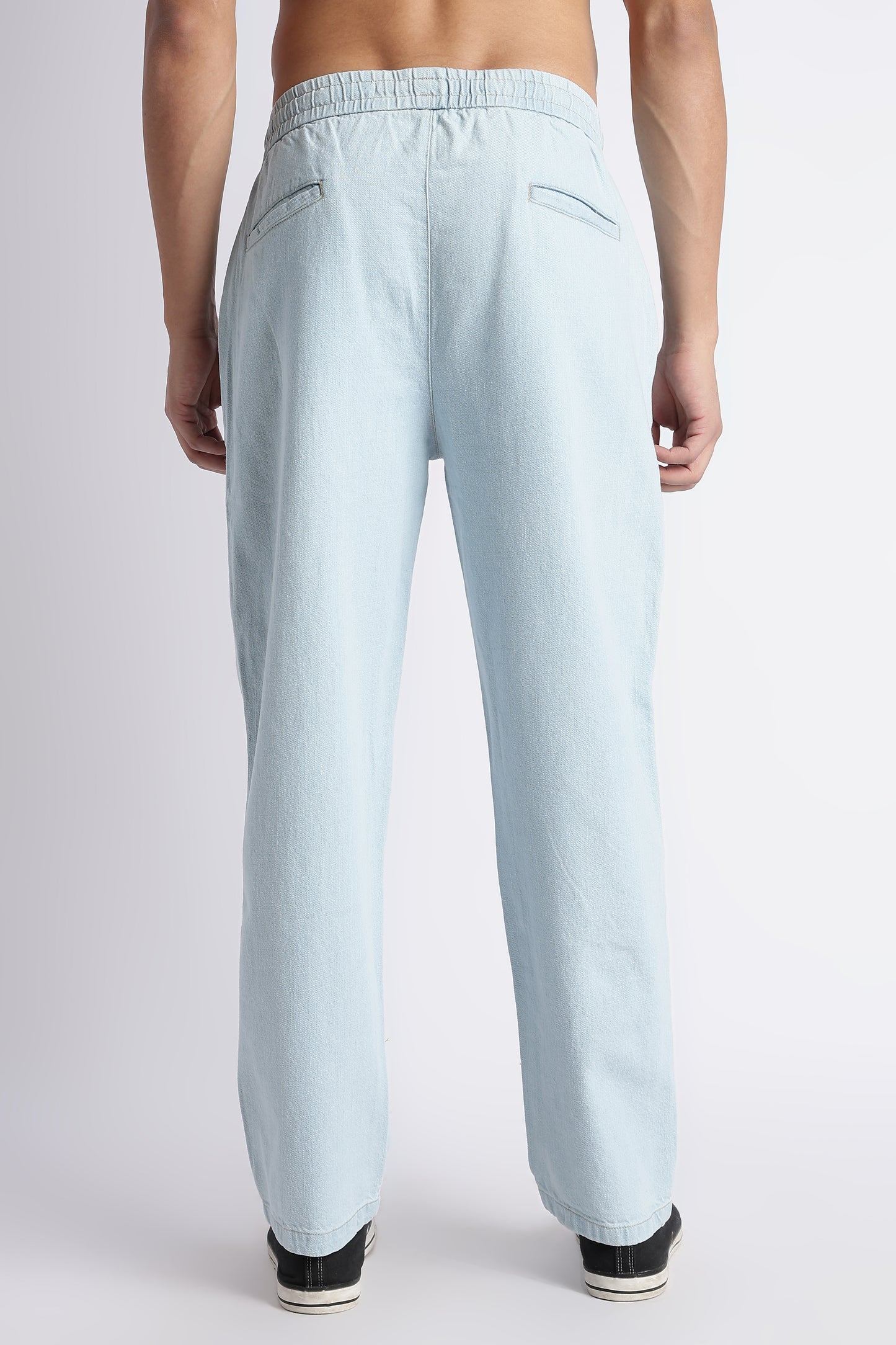 Ice Blue Drawstring Denim Pants