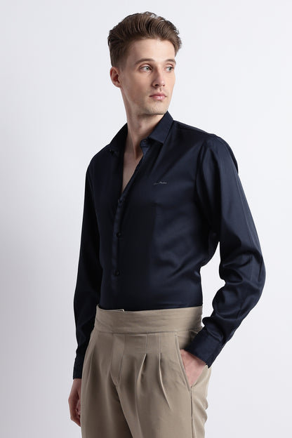 Smooth Satin Shirt Navy