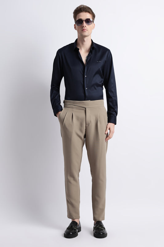 Smooth Satin Shirt Navy