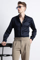 Smooth Satin Shirt Navy