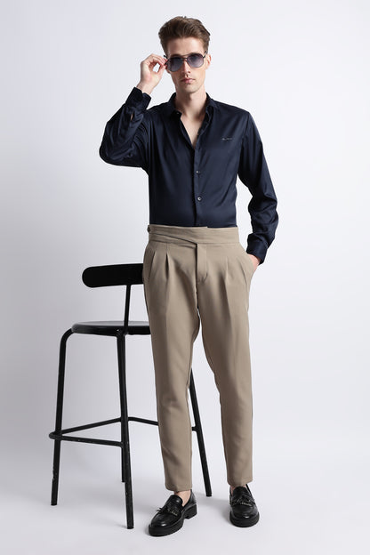 Smooth Satin Shirt Navy