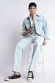 Ice Blue Drawstring Denim Pants