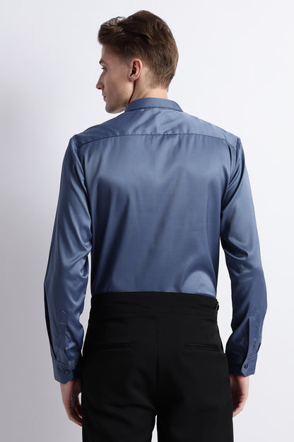 Smooth Satin Shirt Blue