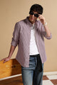 Cotton Oxford Slim Fit Mini Checks Shirt Maroon