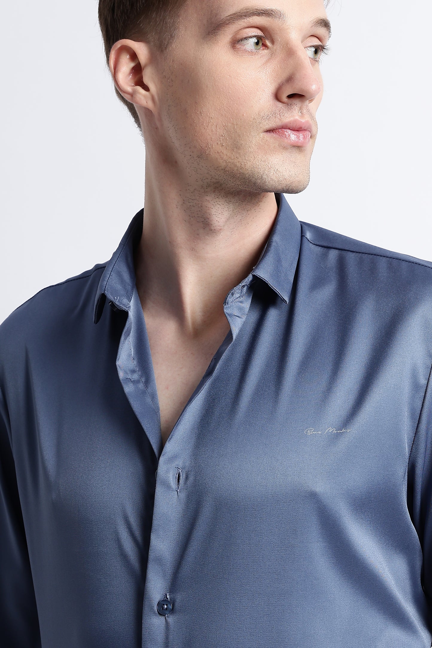 Smooth Satin Shirt Blue