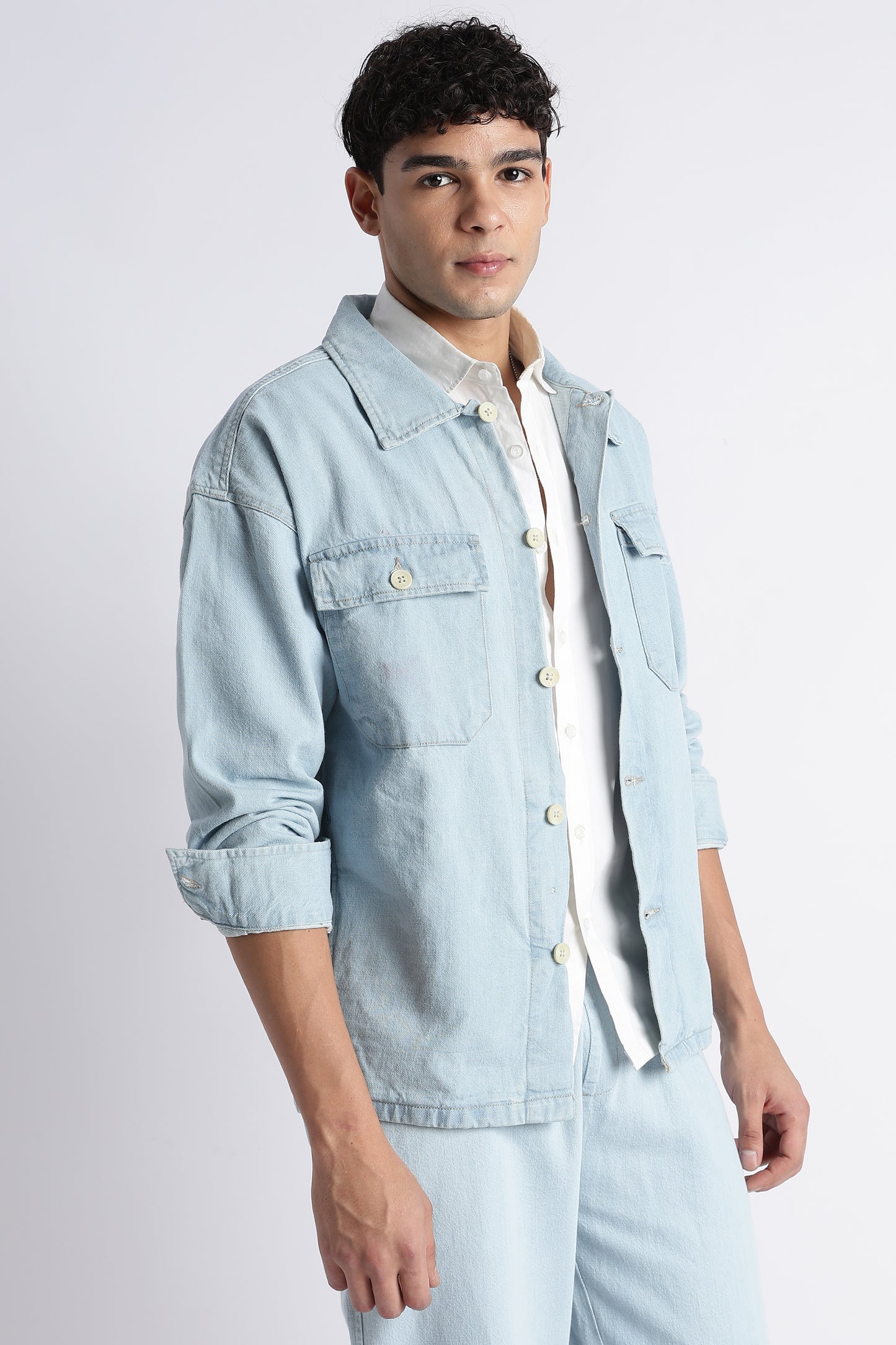 Ice Blue Denim Jacket for Men