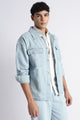 Men's Ice Blue Denim Shacket - Oversized Fit