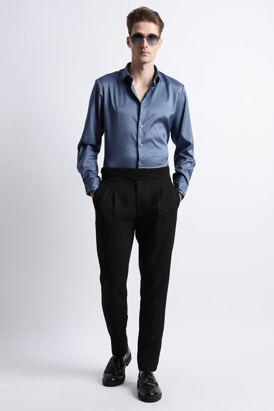 Smooth Satin Shirt Blue