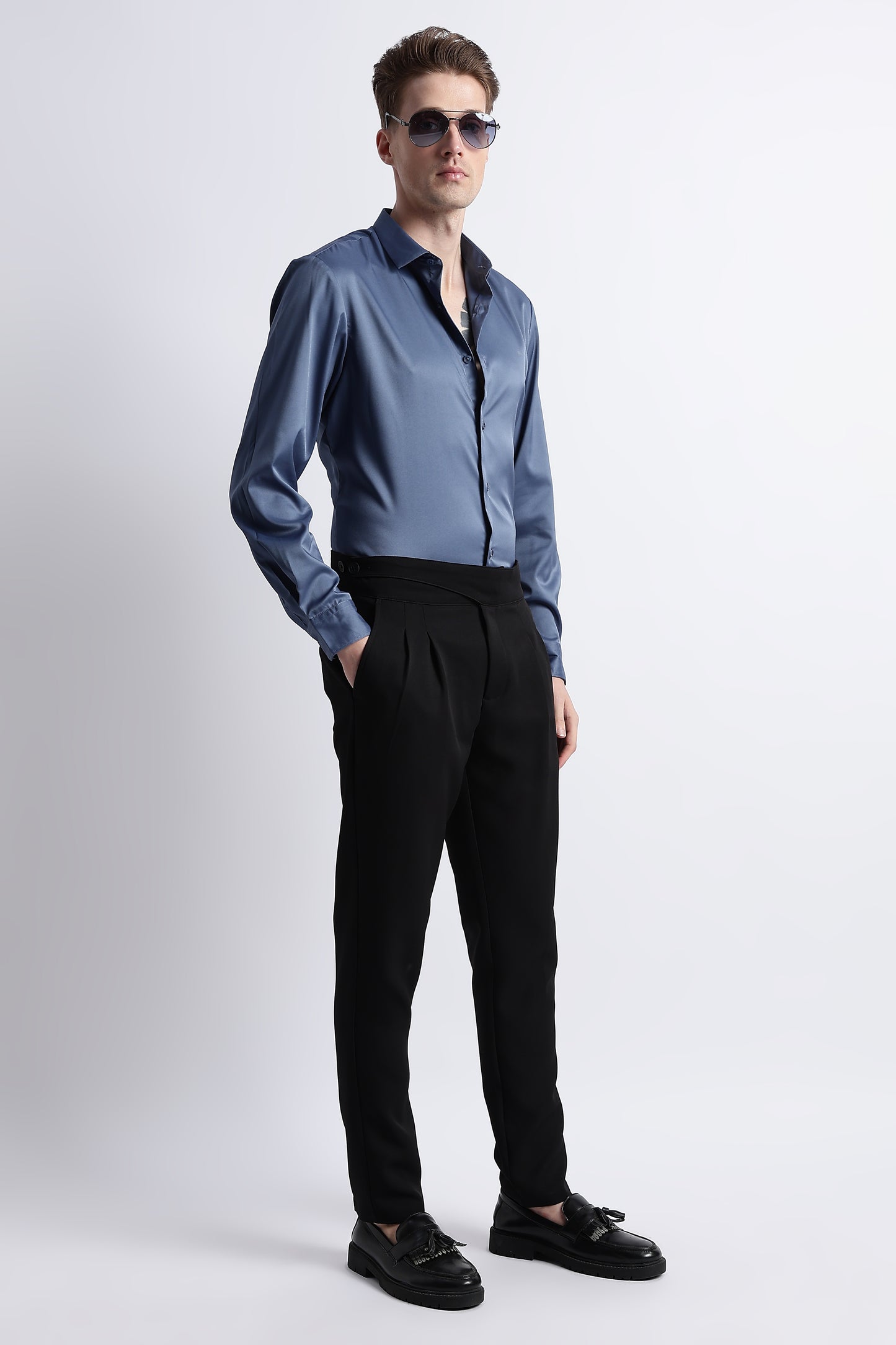 Smooth Satin Shirt Blue