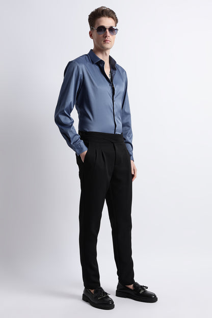Smooth Satin Shirt Blue