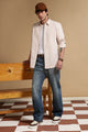 Cotton Oxford Slim Fit Mini Checks Shirt Cream