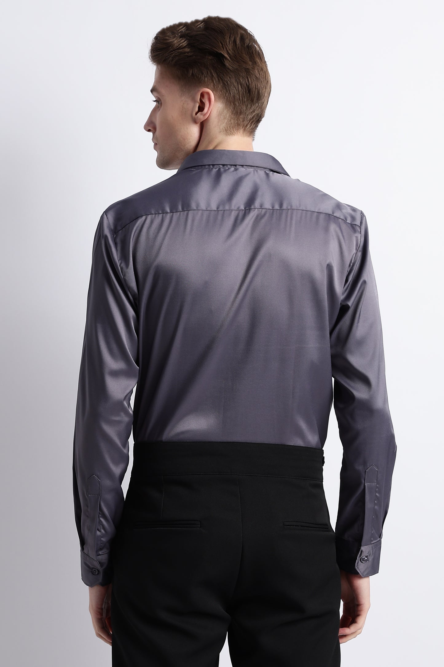 Smooth Satin Shirt Dk Grey