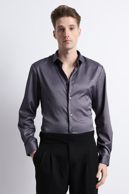 Smooth Satin Shirt Dk Grey