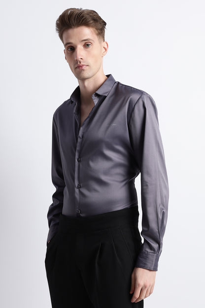 Smooth Satin Shirt Dk Grey