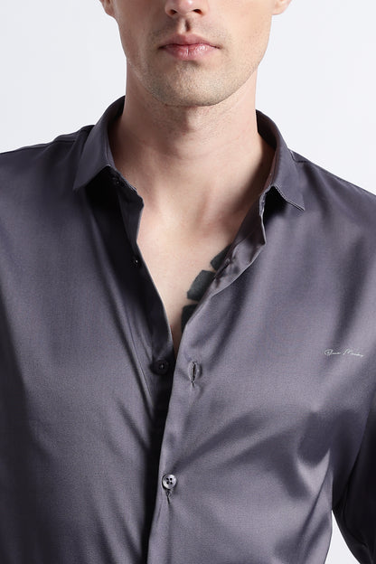 Smooth Satin Shirt Dk Grey
