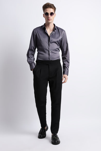 Smooth Satin Shirt Dk Grey