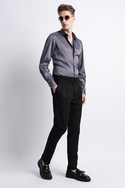 Smooth Satin Shirt Dk Grey