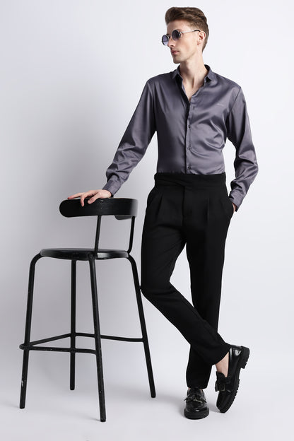 Smooth Satin Shirt Dk Grey