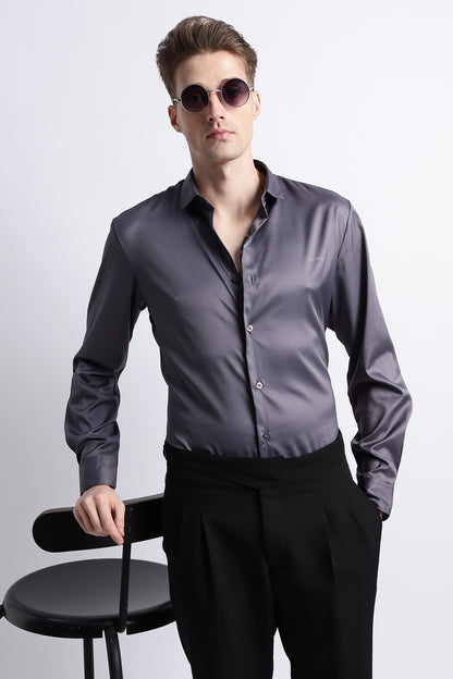 Smooth Satin Shirt Dk Grey