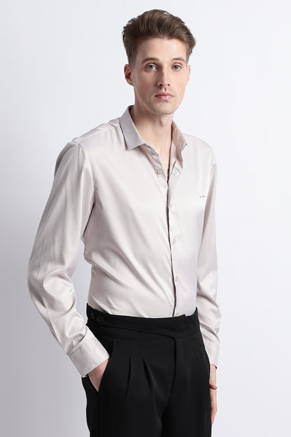 Smooth Satin Shirt Off White
