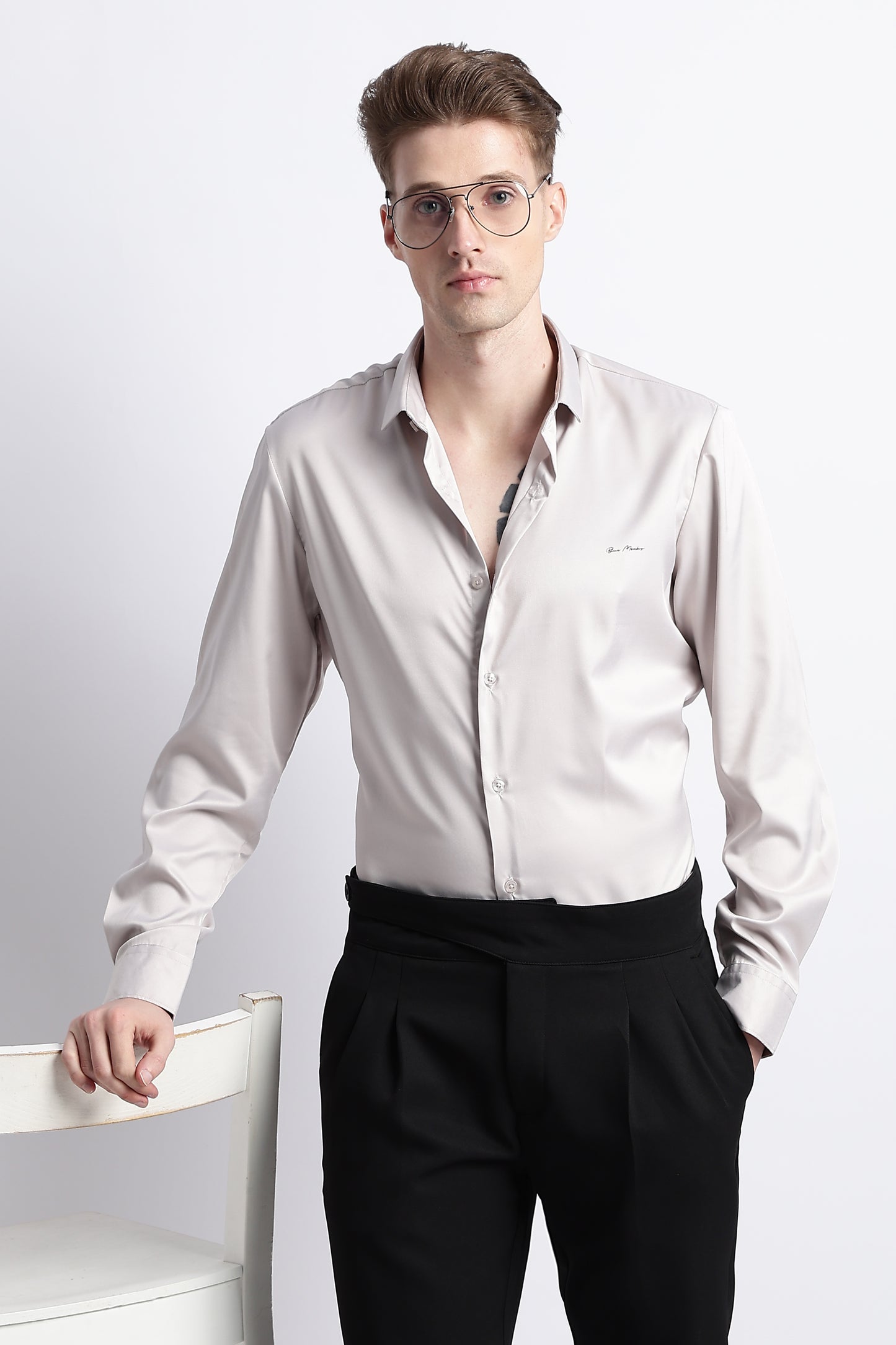 Smooth Satin Shirt Off White