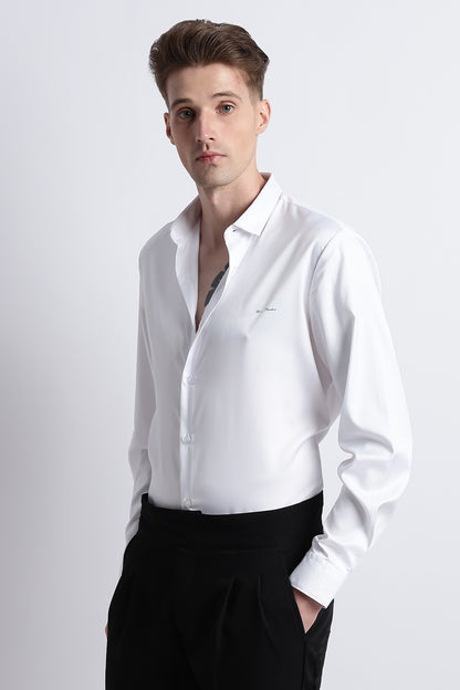 Smooth Satin Shirt White