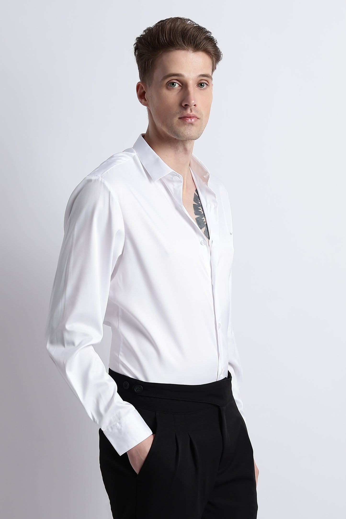 Smooth Satin Shirt White
