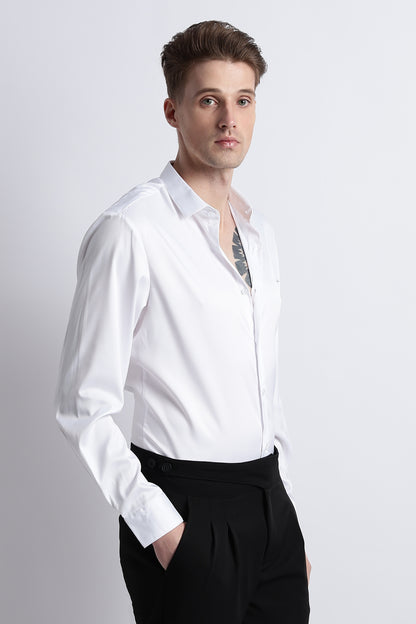 Smooth Satin Shirt White