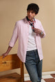 Cotton Oxford Slim Fit Mini Checks Shirt Pink