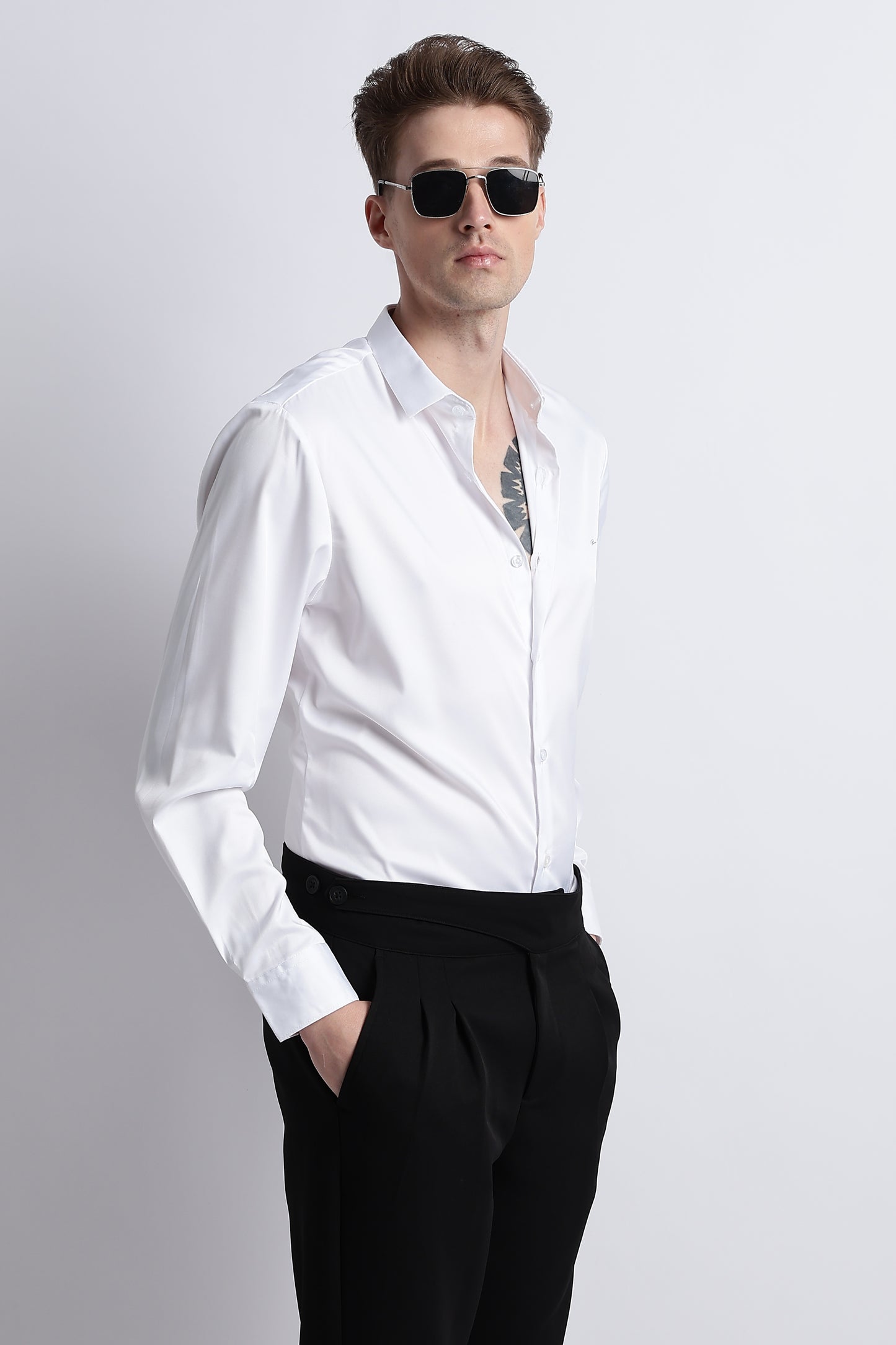 Smooth Satin Shirt White