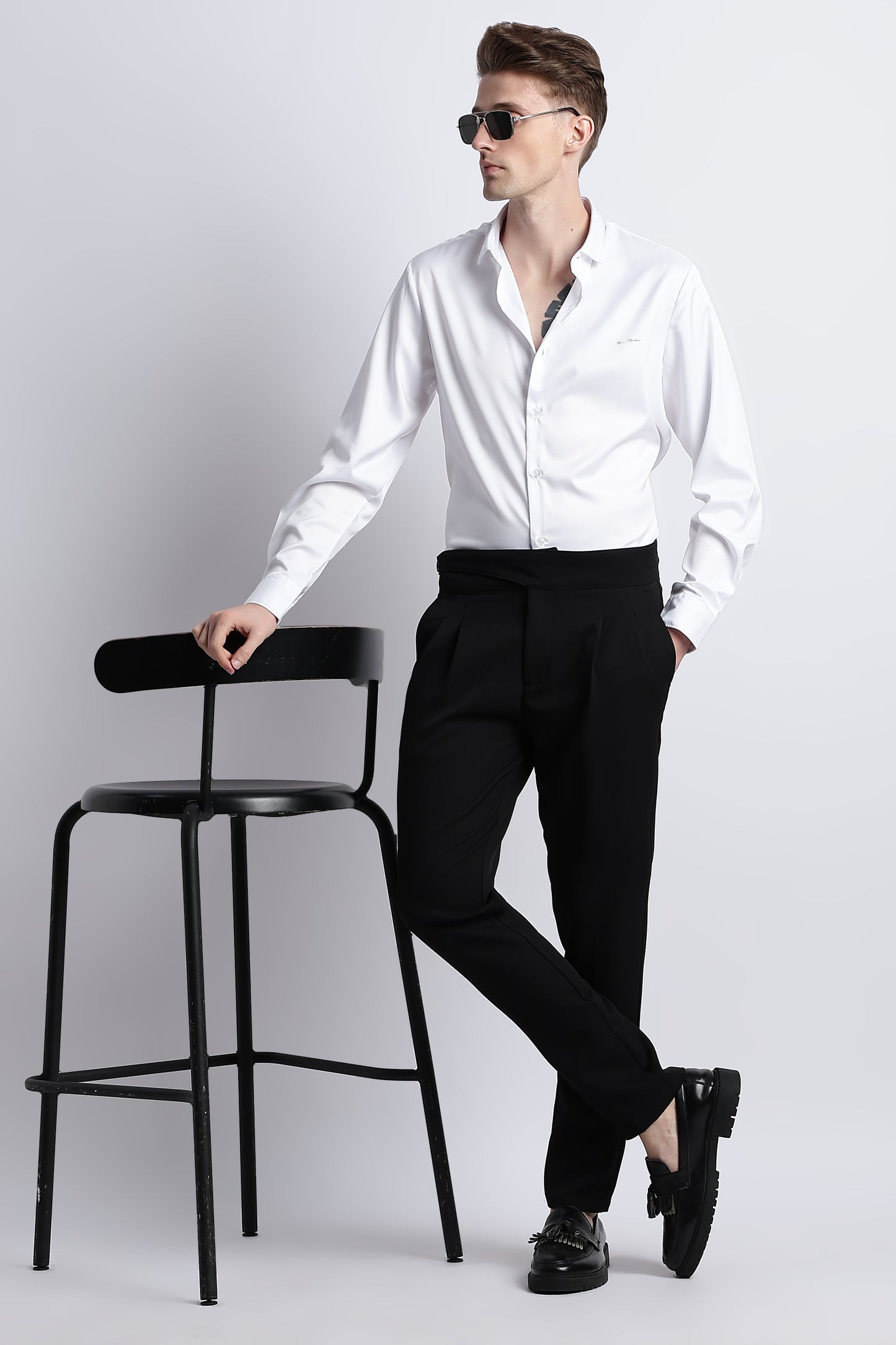 Smooth Satin Shirt White