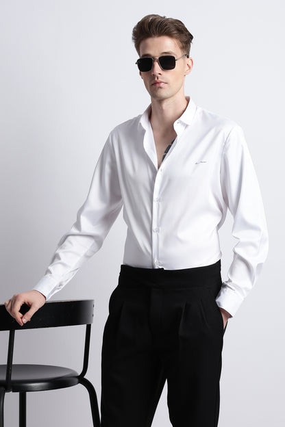 Smooth Satin Shirt White