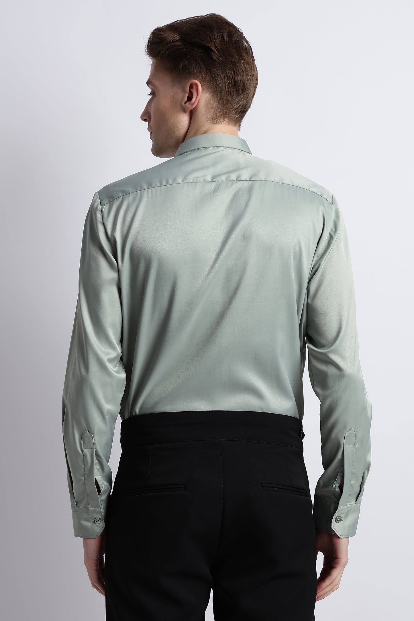 Smooth Satin Shirt P Green