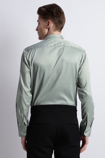 Smooth Satin Shirt P Green