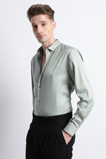 Smooth Satin Shirt P Green