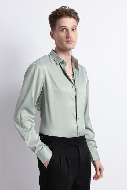 Smooth Satin Shirt P Green