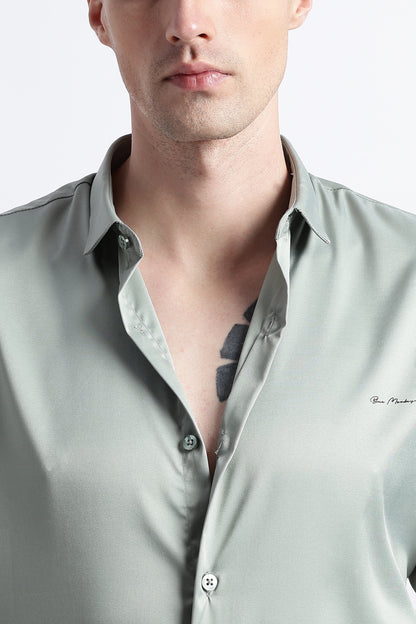 Smooth Satin Shirt P Green