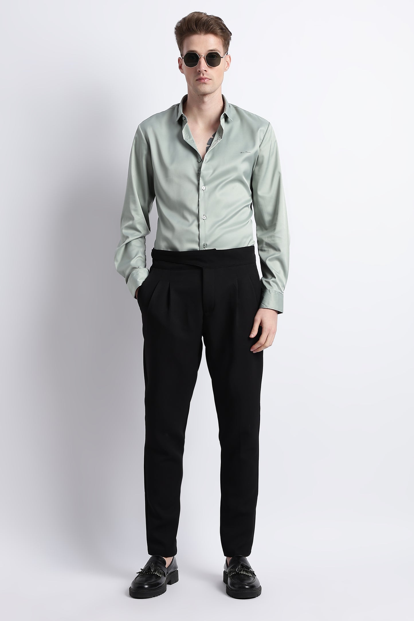 Smooth Satin Shirt P Green