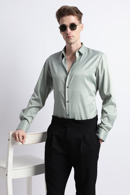 Smooth Satin Shirt P Green