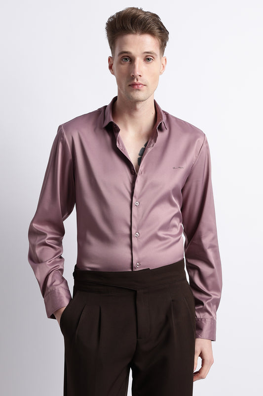 Smooth Satin Shirt Dk Pink