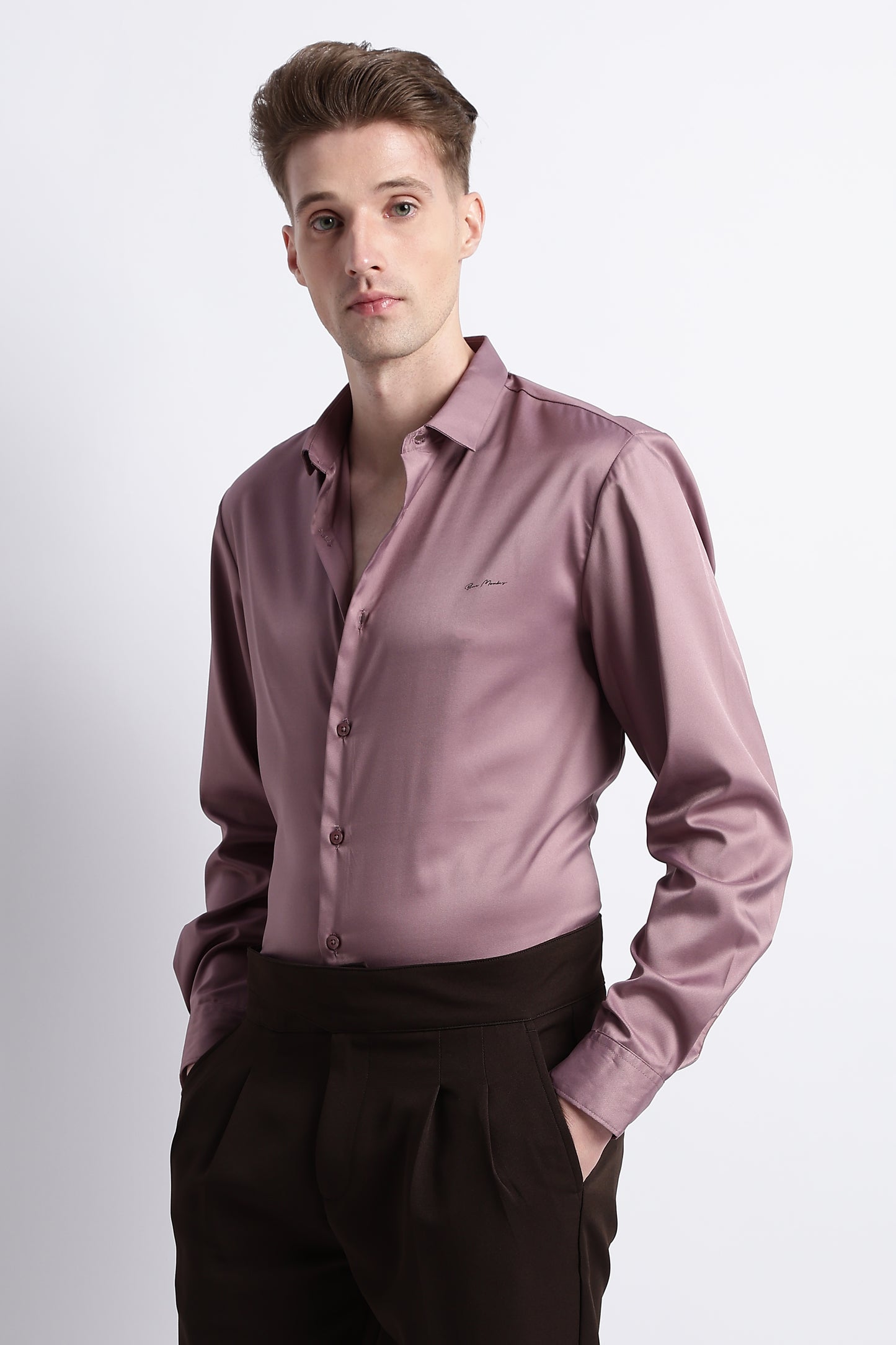 Smooth Satin Shirt Dk Pink